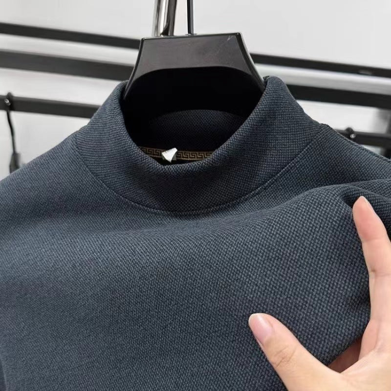 Men's sweatshirt autumn and winter half turtleneck German velvet warm bottoming shirt plus velvet thickened long-sleeved shirt solid color inner top