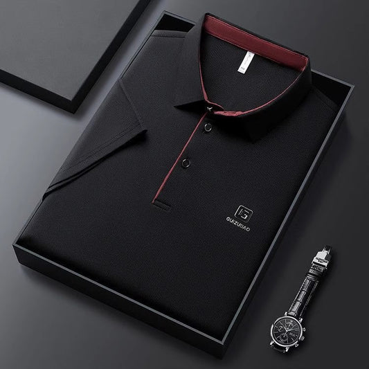 Men's summer new stock thin short sleeved fitting daily casual fashion business men's polo shirt