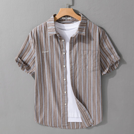 Summer new short-sleeved shirt male ins trend port taste Harajuku bf students handsome loose cargo shir