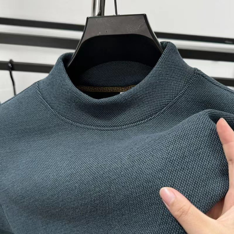 Men's sweatshirt autumn and winter half turtleneck German velvet warm bottoming shirt plus velvet thickened long-sleeved shirt solid color inner top