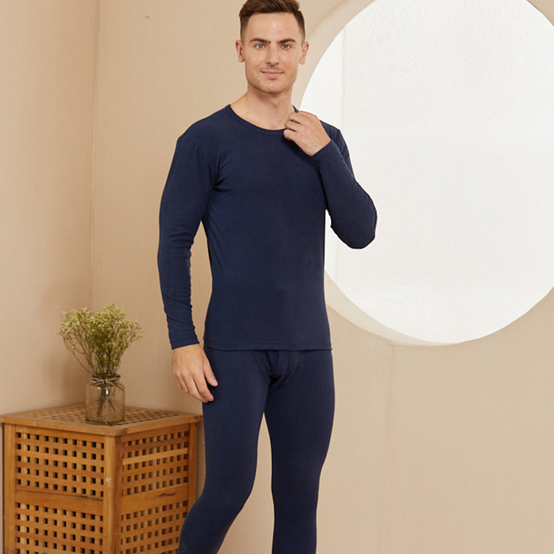 Micro current men's warm underwear set, men's autumn clothes, autumn pants set, winter round neck