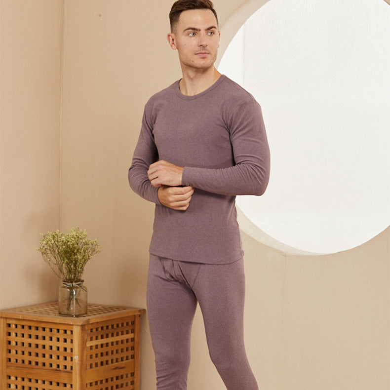 Micro current men's warm underwear set, men's autumn clothes, autumn pants set, winter round neck