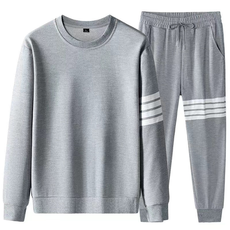 Men's plush hoodie two-piece set with thickened warmth