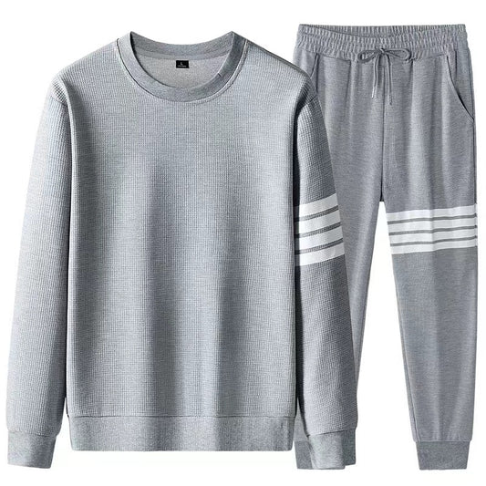 Men's plush hoodie two-piece set with thickened warmth