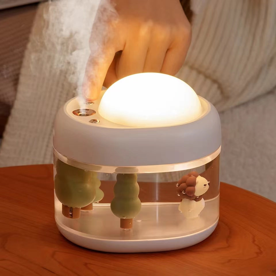 New landscape projection lamp humidifier USB rechargeable rotary projection star light lovely silent night light humidifier