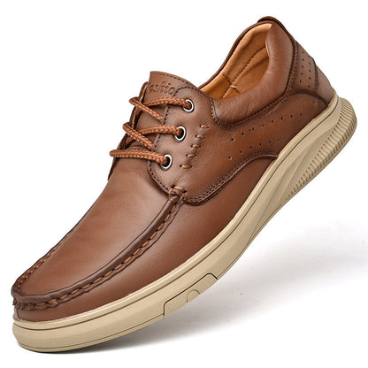 Casual leather shoes, men's top layer, cowhide, business men's shoes, soft soles, soft top, driving shoes, thick soles, non slip men's single shoes, foot covers