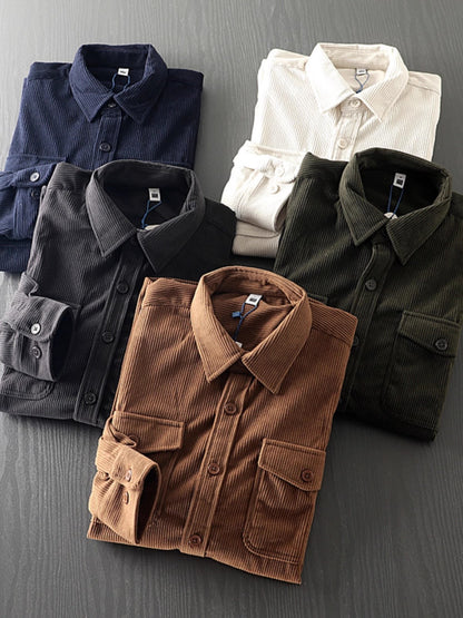 Men's Military Style New Men's Long Sleeve Slim Shirt Men's Long Sleeve Cotton Men's Shirt with Epaulets Double Pockets