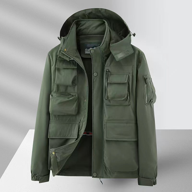 Autumn flight hooded jacket men's coat loose work jacket large size casual jacket men