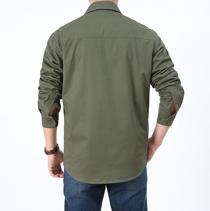 Winter new thickened and fleece men's shirts casual simple wild cotton warm and cold youth shirts