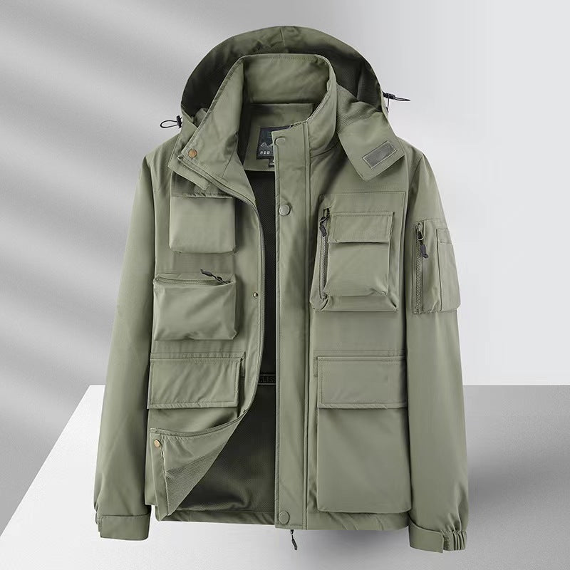 Autumn flight hooded jacket men's coat loose work jacket large size casual jacket men