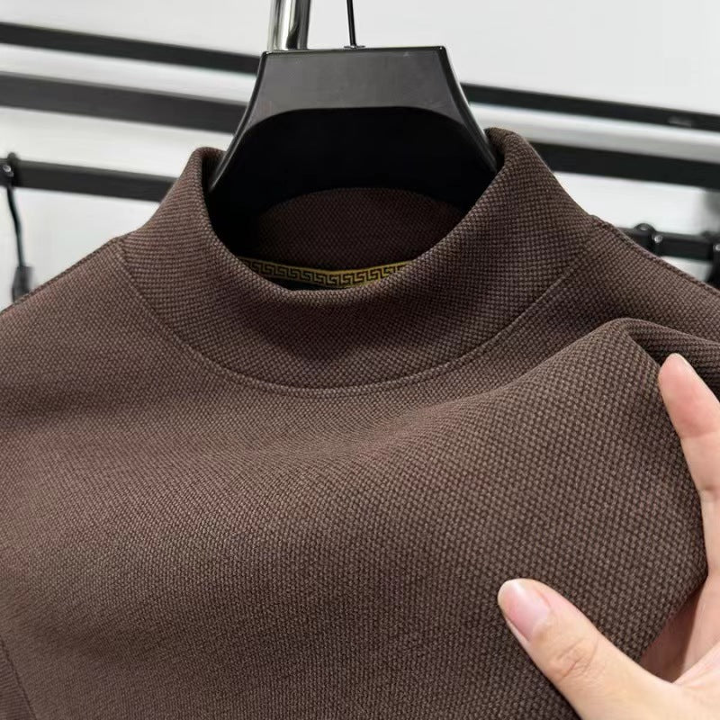 Men's sweatshirt autumn and winter half turtleneck German velvet warm bottoming shirt plus velvet thickened long-sleeved shirt solid color inner top