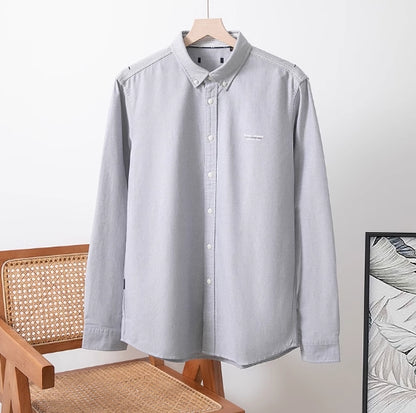 Men's Military Style New Men's Long Sleeve Slim Shirt Men's Long Sleeve Cotton Men's Shirt with Epaulets Double Pockets